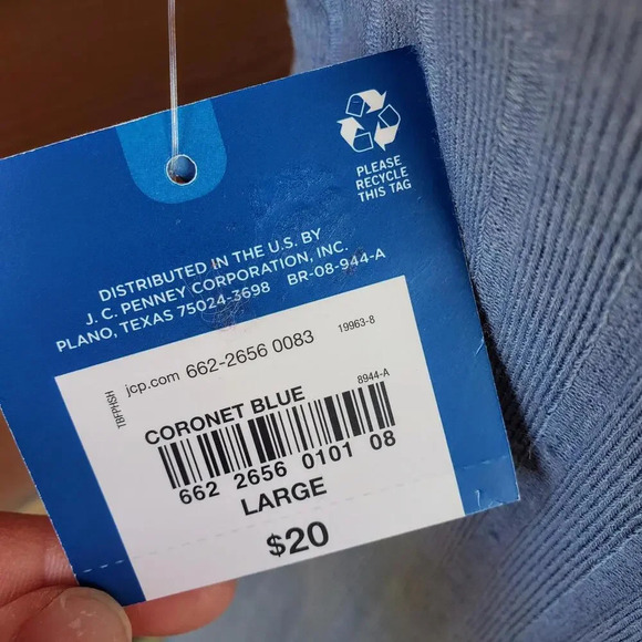 NWT Arizona Jean Co. Coronet Blue Ribbed Tank Top Size Large - Picture 3 of 14